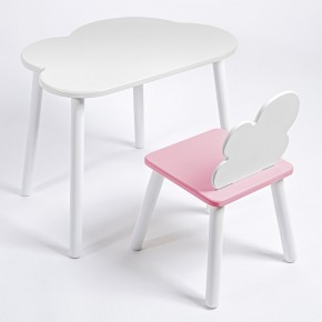 Комплект детский стол ОБЛАЧКО и стул ОБЛАЧКО ROLTI Baby (белая столешница/розовое сиденье/белые ножки) в Стрежевом - strezevoi.mebel24.online | фото