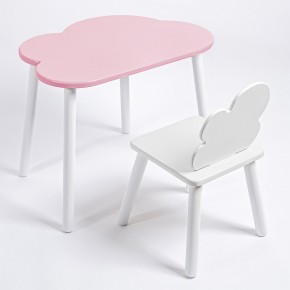Комплект детский стол ОБЛАЧКО и стул ОБЛАЧКО ROLTI Baby (розовая столешница/белое сиденье/белые ножки) в Стрежевом - strezevoi.mebel24.online | фото