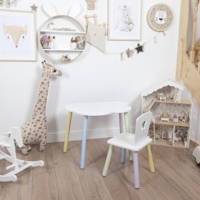Комплект детский стол ОБЛАЧКО и стул ЗВЕЗДА ROLTI Baby (белая столешница/белое сиденье/цветные ножки) в Стрежевом - strezevoi.mebel24.online | фото