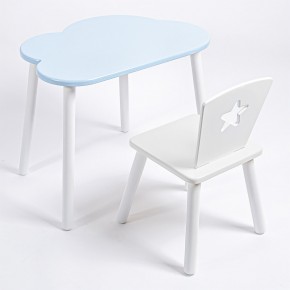 Комплект детский стол ОБЛАЧКО и стул ЗВЕЗДА ROLTI Baby (голубая столешница/белое сиденье/белые ножки) в Стрежевом - strezevoi.mebel24.online | фото 1