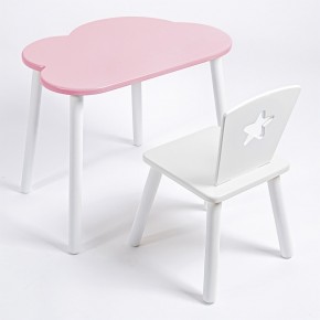 Комплект детский стол ОБЛАЧКО и стул ЗВЕЗДА ROLTI Baby (розовая столешница/белое сиденье/белые ножки) в Стрежевом - strezevoi.mebel24.online | фото