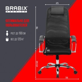 Кресло BRABIX PREMIUM "Ultimate EX-800" хром, плотная двойная сетка Х2, черное, 532911 в Стрежевом - strezevoi.mebel24.online | фото 6