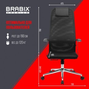 Кресло BRABIX PREMIUM "Ultimate EX-801" хром, плотная двойная сетка Х2, черное, 532917 в Стрежевом - strezevoi.mebel24.online | фото 7