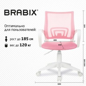 Кресло BRABIX "Fly MG-396W", с подлокотниками, пластик белый, сетка, розовое, 533008 в Стрежевом - strezevoi.mebel24.online | фото 5