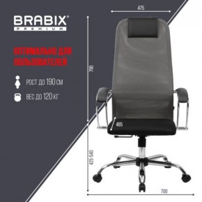 Кресло офисное BRABIX PREMIUM "Ultimate EX-800" хром, плотная двойная сетка Х2, черное/серое, 532912 в Стрежевом - strezevoi.mebel24.online | фото 3