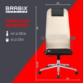 Кресло офисное BRABIX PREMIUM "Ultimate EX-801" хром, плотная двойная сетка Х2, черное/бежевое, 532919 в Стрежевом - strezevoi.mebel24.online | фото 6