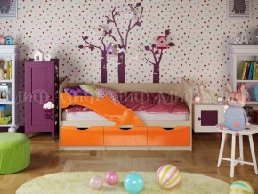 Кровать Дельфин-1 800*1600 (Оранжевый металлик/дуб крафт белый) в Стрежевом - strezevoi.mebel24.online | фото