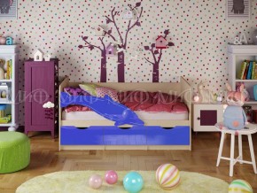 Кровать Дельфин-1 800*1600 (Синий металлик/дуб крафт белый) в Стрежевом - strezevoi.mebel24.online | фото