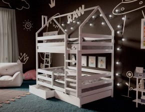 Кровать-домик двухъярусная 80*160 Белый в Стрежевом - strezevoi.mebel24.online | фото
