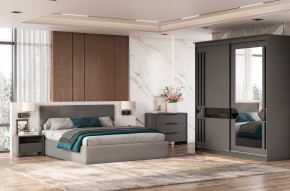 Кровать двойная №4 с основанием (Серый) в Стрежевом - strezevoi.mebel24.online | фото 3
