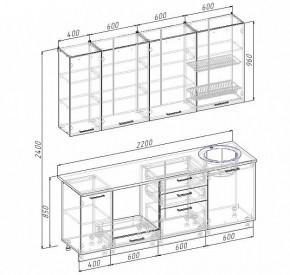 Кухонный гарнитур Антрацит 2200 (Стол. 26мм) в Стрежевом - strezevoi.mebel24.online | фото 3