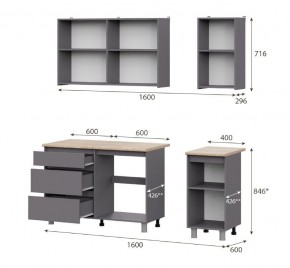 Кухонный гарнитур ДЕНВЕР (1600) Графит серый/Дуб Сонома в Стрежевом - strezevoi.mebel24.online | фото 2