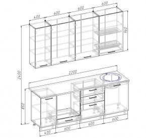 Кухонный гарнитур Вегас 2200 (Стол. 26мм) в Стрежевом - strezevoi.mebel24.online | фото 2