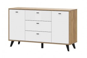 МИЛАН Комод 3 ящика двухстворчатый (Белый Матовый) в Стрежевом - strezevoi.mebel24.online | фото