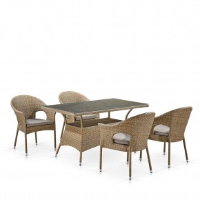 Обеденный комплект плетеной мебели T198B/Y79B-W56 Light Brown (4+1) в Стрежевом - strezevoi.mebel24.online | фото