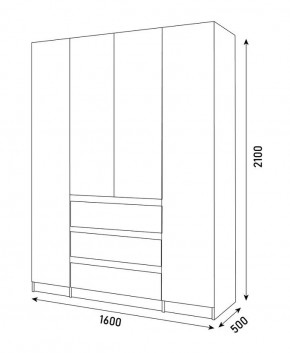 ПАРУС Шкаф 4-х ств. 1600 в Стрежевом - strezevoi.mebel24.online | фото 3