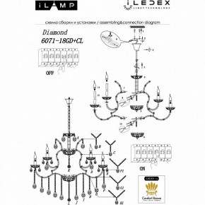 Подвесная люстра iLamp Diamond 6071-18 GD+CL в Стрежевом - strezevoi.mebel24.online | фото 2