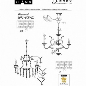 Подвесная люстра iLamp Diamond 6071-8 CR+CL в Стрежевом - strezevoi.mebel24.online | фото 2