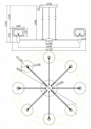 Подвесная люстра Maytoni Vision MOD411PL-08G в Стрежевом - strezevoi.mebel24.online | фото 4