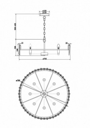 Подвесной светильник Maytoni Puntes MOD043PL-08CH в Стрежевом - strezevoi.mebel24.online | фото 4