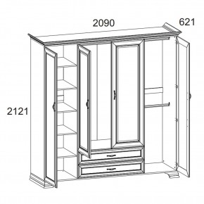 Шкаф 4D2S Z, TIFFANY, цвет вудлайн кремовый в Стрежевом - strezevoi.mebel24.online | фото 1