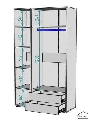 Шкаф Linnea MHR-3-2 2050х1200х510 (Белый-М 11.1.2) в Стрежевом - strezevoi.mebel24.online | фото 3
