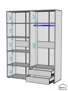 Шкаф Linnea MHR-4-2 2050х1600х510 (ДВ-М 11.1.25) в Стрежевом - strezevoi.mebel24.online | фото 3