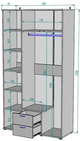 Шкаф Ольга H54 в Стрежевом - strezevoi.mebel24.online | фото 2