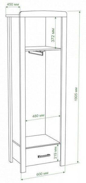 Шкаф платяной Бартоло Ш1Д в Стрежевом - strezevoi.mebel24.online | фото 2