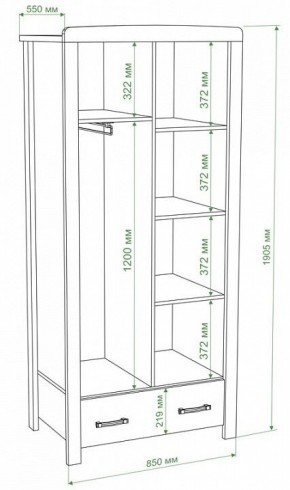 Шкаф платяной Бартоло Ш2Д в Стрежевом - strezevoi.mebel24.online | фото 2