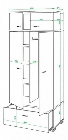 Шкаф платяной Домино КС-20 в Стрежевом - strezevoi.mebel24.online | фото 3