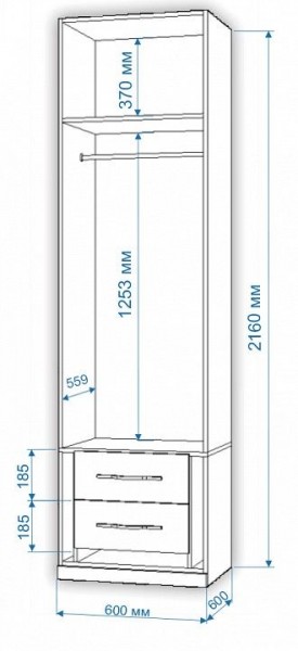 Шкаф платяной Нобиле Пл-60/60 в Стрежевом - strezevoi.mebel24.online | фото 2