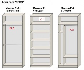 Шкаф распашной серия «ЗЕВС» (PL3/С1/PL2) Серый камень/Небраска натуральный в Стрежевом - strezevoi.mebel24.online | фото 2