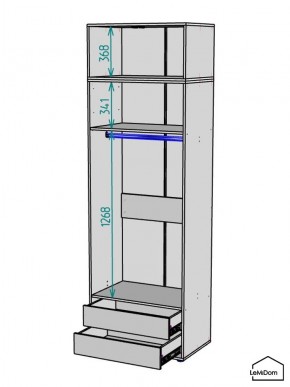 Шкаф с антресолью Linnea MHR-2A-3 2450х800х510 (ДВ-М 11.1.25) в Стрежевом - strezevoi.mebel24.online | фото 3