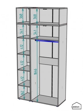 Шкаф с антресолью Linnea MHR-3A-1 2450х1200х510 (ДВ-М 11.1.25) в Стрежевом - strezevoi.mebel24.online | фото 3