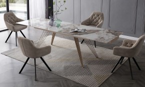 Стол ACERRA NEW 160 GLOSS LUXURY PANDORA SOLID CERAMIC/ каркас цвета шампань, ®DISAUR в Стрежевом - strezevoi.mebel24.online | фото 3