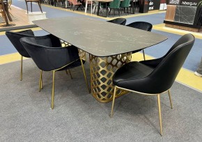 Стол CHIAVARI 220 KL-116 Черный мрамор матовый, итальянская керамика / бронзовый, ®DISAUR в Стрежевом - strezevoi.mebel24.online | фото 2