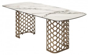 Стол CHIAVARI 220 KL-188 Контрастный мрамор матовый, итальянская керамика / Шампань, ®DISAUR в Стрежевом - strezevoi.mebel24.online | фото