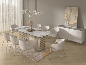 Стол CHIAVARI 220 KL-188 Контрастный мрамор матовый, итальянская керамика / Шампань, ®DISAUR в Стрежевом - strezevoi.mebel24.online | фото 9