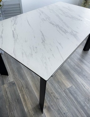 Стол CREMONA 180 KL-99 Белый мрамор матовый, итальянская керамика / черный каркас, ®DISAUR в Стрежевом - strezevoi.mebel24.online | фото 2