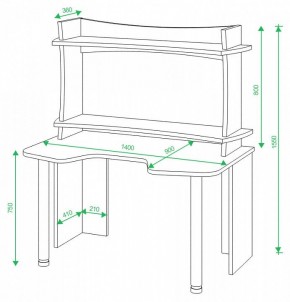 Стол компьютерный Домино Lite СКЛ-Игр140+НКИЛ140ВЛ в Стрежевом - strezevoi.mebel24.online | фото 2