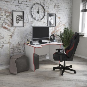 Стол компьютерный ВАРДИГ K2 100x82, белый/красный в Стрежевом - strezevoi.mebel24.online | фото 4