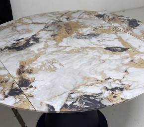 Стол TERAMO 135 GLOSS GRAND JADE SOLID CERAMIC, керамика, поворотн.механизм / Черный каркас, ®DISAUR в Стрежевом - strezevoi.mebel24.online | фото 4