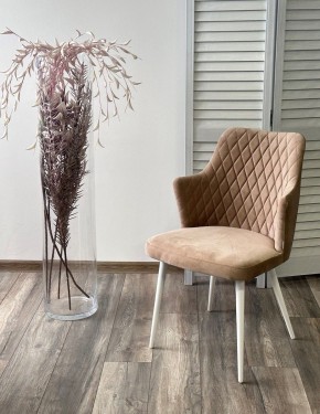 Стул HERMAN 360 град. БЕЖЕВЫЙ #5, велюр / белый каркас М-City в Стрежевом - strezevoi.mebel24.online | фото 3