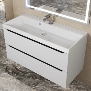 Тумба под раковину Uperwood Tanos 100 см, подвесная, белая/графит в Стрежевом - strezevoi.mebel24.online | фото 10