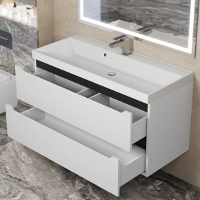 Тумба под раковину Uperwood Tanos 100 см, подвесная, белая/графит в Стрежевом - strezevoi.mebel24.online | фото 9