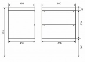 Тумба под раковину Uperwood Tanos 60 см, подвесная, белая/графит в Стрежевом - strezevoi.mebel24.online | фото 6