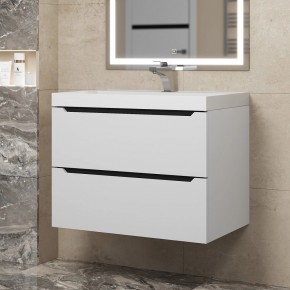 Тумба под раковину Uperwood Tanos 70 см, подвесная, белая/графит в Стрежевом - strezevoi.mebel24.online | фото