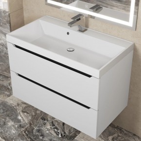 Тумба под раковину Uperwood Tanos 80 см, подвесная, белая/графит в Стрежевом - strezevoi.mebel24.online | фото 8