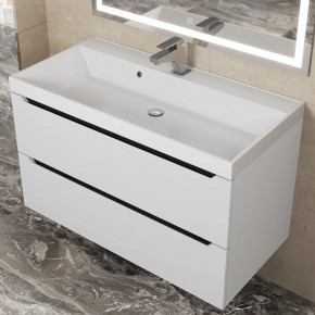 Тумба под раковину Uperwood Tanos 90 см, подвесная, белая/графит в Стрежевом - strezevoi.mebel24.online | фото 9